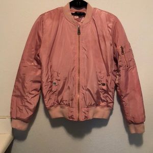 Dusty rose colored bomber jacket